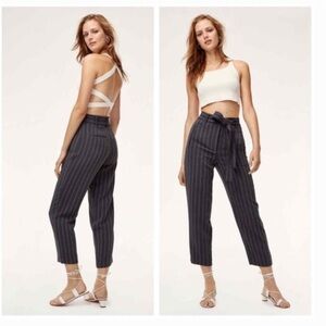 Aritzia Wilfred Tie Front Pants Gray Pinstripes 
Cropped Size 8 Business Casual